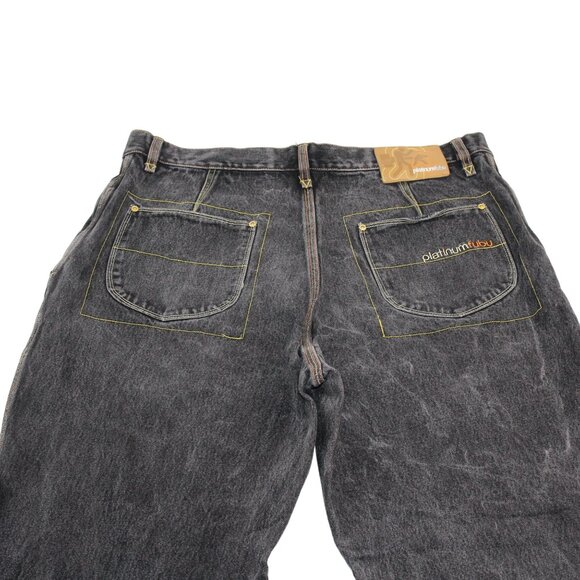 Vintage Platinum Fubu Sz 39X33 Muhammad Ali Black Wash Jeans Y2K Skater Baggy - Picture 5 of 16